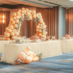 HB HBB MAGIC Champagne Tablecloths 8 Foot Rectangle Tulle Table Skirt Rectangle Tables 8ft Fitted Spandex Tables Covers Banquet Party Wedding Table Cloths 8 Foot - Image 2