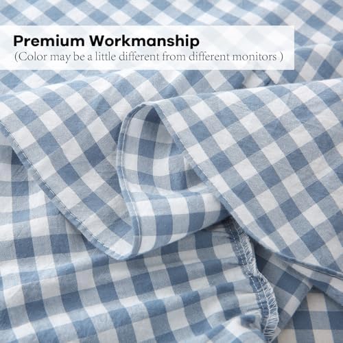 Dust Blue White Gingham End Table Nightstand Tablecloth Dia.51 - Image 6