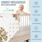 Personalized Baby Milestone Blanket for Boys Girls Baby Month Blanket- First Year Calendar Monthly Growth Chart - Flower Theme Halloween Birthday Gifts for Infant Todder(FixedSize) - Image 6