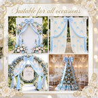 Crowye 13 Pcs Large Pink Bow Decor Set for Party Wedding, Blue, Satin - Image 4