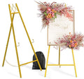 Snughome 45.7" Gold Easel Stand for Sign, Heavy Duty Metal Display Easel with Drawstring Bag, 4-Tier Adjustable Height Art Easel for Wedding Signs, Painting, Posters & Mirrors by Snughome