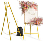 Snughome 45.7" Gold Easel Stand for Sign, Heavy Duty Metal Display Easel with Drawstring Bag, 4-Tier Adjustable Height Art Easel for Wedding Signs, Painting, Posters & Mirrors by Snughome