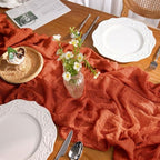 Goodluck 6 Pack Terracotta Cheesecloth Table Runner 35" x 120" Extra Wide - Image 3
