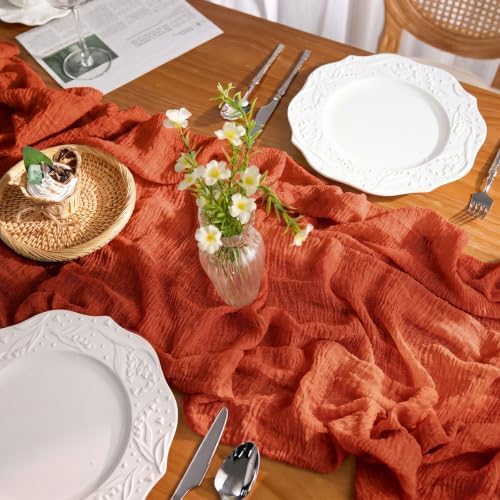 Goodluck 6 Pack Terracotta Cheesecloth Table Runner 35" x 120" Extra Wide - Image 3