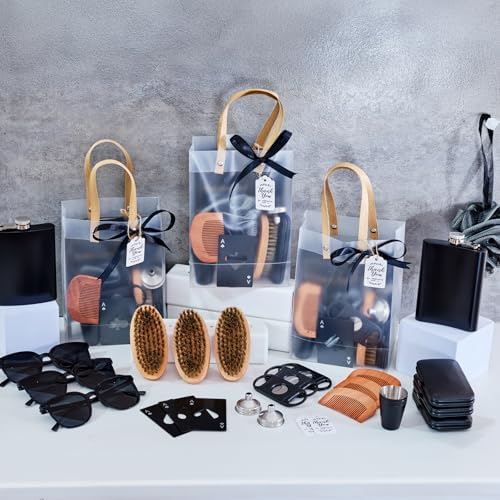 74PCS Baby Shower Prizes for Men 6 Set with 8 oz Stainless Steel Hip Flask with Funnel Bottle Opener Manicure Kit Bath Sponge Sunglasses Gift Bag Baby Shower Game Prizes for Winner Bachelor Party - Image 2