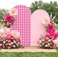 Tegeme 2 Set Gingham Arch Backdrop Cover 7.2ft 6.6ft Arch Cover, Rose Pink by Tegeme
