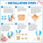 Light Blue Hot Air Balloon Decorations for Baby Shower Table Centerpieces - Image 4