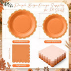 Zhehao 150 Pcs Orange Paper Plates Napkins Serves 50 - Image 3