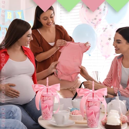 Teenyyou 6 Sets Baby Shower Game Gifts for Players Baby Shower Favors Tumbler Hair Comb Powder Puff Hair Claw Gift Bag Thanks Tags for Wedding Bridal Favors Party Guests - Image 6