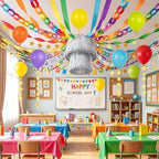 600 Sheets Rainbow Paper Chain Strips Garland Princess Birthday Party Decor Kit DIY Crafts Crepe Paper Streamer Glitter Star Fringe Chandelier Balloons for Wedding Birthday Classroom Decor - Image 4