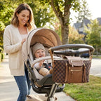miss fong Checkered Stroller Caddy with Insulated Cup Holder Universal Stroller Organizer Bag Baby Storage Bag with Adjustable Strap, Fits for Baby Carriage like Uppababy, Baby Jogger, Umbrella - Image 6