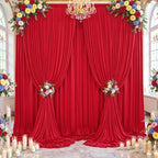 20×14ft Wrinkle Free Red Backdrop Curtain for Wedding Parties,2 Panels 5×14ft Height Soft Silky Polyester Backdrop Drapes Red Photo Back Ddrop Curtains for Event Photography Christmas Background Cloth by ENJOYYOURPARTY
