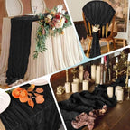 28 Pack Black Cheesecloth Table Runner 17x108 Inch Semi Sheer Boho Gauze Cheese Cloth Fabric Table Runners, for Wedding Party Baby Shower Birthday Home Decor Garden Farmhouse - Image 5