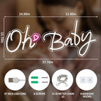 Oh Baby Neon Sign for Backdrop Wall Decor 37.7x15.7inch White - Image 2