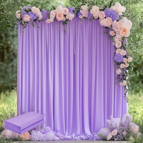 Wokceer Lavender Purple Backdrop Curtain Drapes for Parties, 2Pack 10x8FT by Wokceer