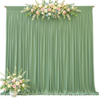 10ft x 10ft Sage Green Backdrop Curtains, Sage Green Drapes Backdrop Fabric - Image 7