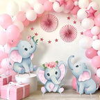 3Pcs Pink Elephant Baby Shower Decorations with Stakes & Stands, Waterproof Large Baby Elephant Cardboard Cutouts Standup Cartoon Birthday Party Indoor Outdoor Decor for Photo Booth Props - Image 2