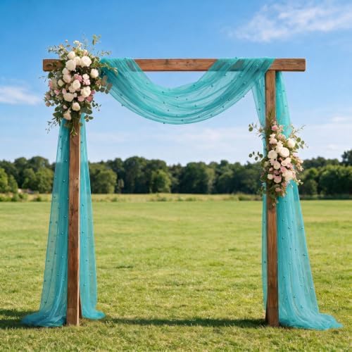 Artoid Mode 6-Pack Pearl Teal Gauze Table Runner 10FT Home Decor - Image 4