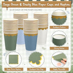 Mimorou 169 Pcs Dusty Blue and Sage Green Plates and Napkin Party Supplies - Image 5