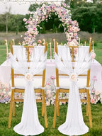 Fanqisi White Chair Sashes 16 Packs 8ft Long Aisle Wedding Chair Back Side Decorations Fabric Sheer Church Tulle Chairs Drapes Bulk - Image 4