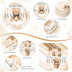 Funnymoom 452 Pcs Brown Bear Baby Shower Party Supplies for 50 Guests - Image 3