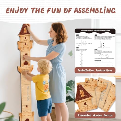 Personalized Name Wood Kids Growth Chart, Child Wall Height Chart - Image 4