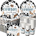 Pickmesh 250 Pcs Cowboy Baby Shower a Little Cowboy Is on the Way Party Decorations Wild Western Theme Disposable Plates Napkins Cups for Baby Shower Party Supplies Serve 50 by Pickmesh