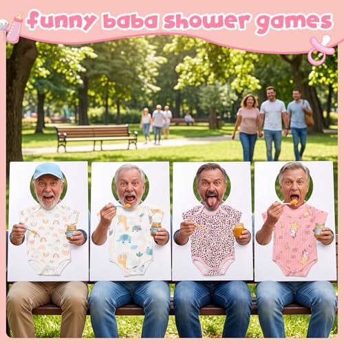 Outus 6 Sets Feed Me Baby Shower Games for Large Groups, Baby Clothes, Kt Boards, Blindfolds, 60 Adhesive Tape, Funny Hilarious Gender Reveal Activity for Guests Party Supplies (Cute) - Image 7