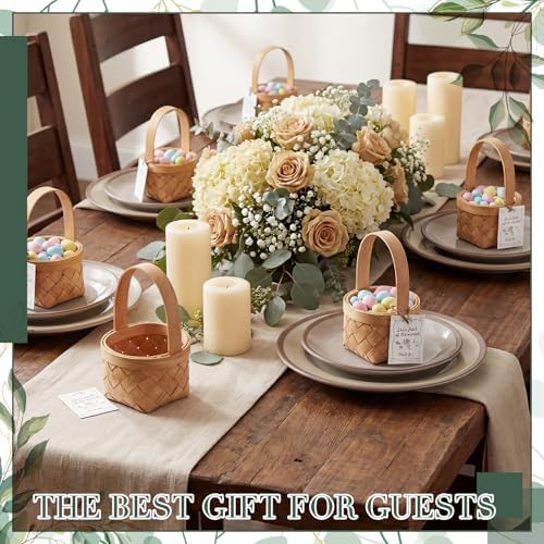 LemonRoad 20 Sets She's Fresh Off The Market Mini Wooden Woven Basket with Card Wood Mini Flower Fruit Picnic Chip Basket for Wedding Bridal Shower Birthday Baby Shower Favor Gift (Large) - Image 3