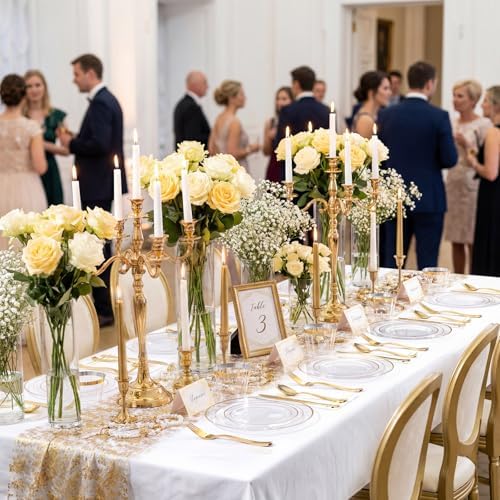 GATHER 350PCS Clear Plastic Plates with Gold Rim for Wedding and Party - Image 5