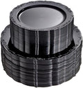 U-QE 100PCS Black Plastic Plates, Heavy Duty Black Plates by U-QE
