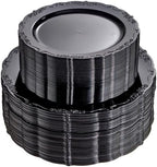 U-QE 100PCS Black Plastic Plates, Heavy Duty Black Plates by U-QE