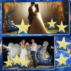 Leinuosen 4 Pcs Starry Night Party Decoration Crescent Moon Star Cardboard Stand up Cutout 2.15-5 ft Large Life Size Twinkle Little Backdrop Prom Photo Prop Standup for Movie Night Birthday Homecoming - Image 5