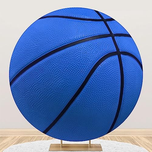 Renaiss 7.5x7.5ft Blue Basketball Round Backdrop Cover Basketball Match Sports Meeting Circle Photography Background Basketball Theme Game Baby Shower Birthday Fans Party Decor Arch Photo Booth Props by Renaiss