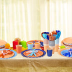 Ziliny 350 Pcs Blue Orange Plates and Napkins Blue Dog Party Supplies - Image 4