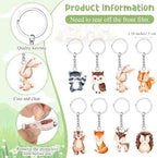 Highergo 100 Pcs Baby Shower Party Favors Bulk 50 Animal Keychains 50 Ballpoint Pens with Thank You Cards Gender Reveal Gift for Guest Baby Shower Souvenir Prize(Woodland) - Image 3