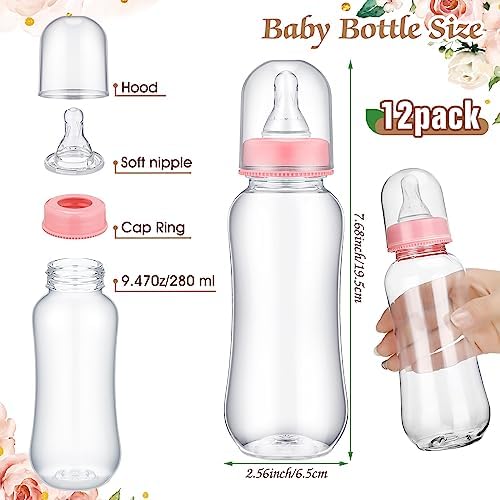 Trelaco 12 Pcs Floral Theme Baby Shower Games Bottle Chug Wooden Sign Set - Image 5