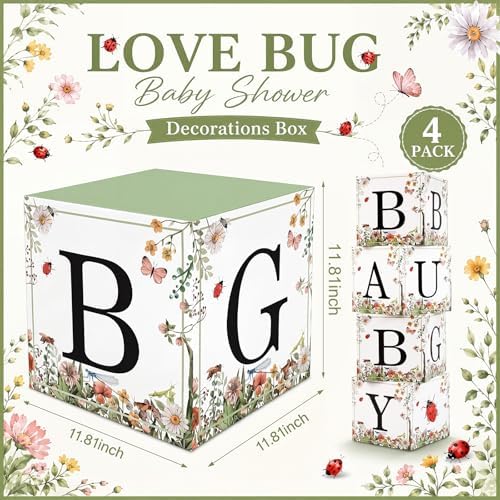Sabary 4 Pcs Love Bug Baby Boxes Baby Shower Gift Boxes - Image 2
