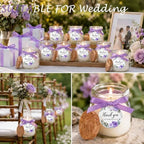 MTLEE 20 Pcs Purple Floral Wedding Candle Favors Lavender Bridal Shower Gifts for Guests Soy Wax Candles with Glass Jar Bridesmaid Proposal Gifts for Wedding Bachelorette Bridal Shower - Image 5