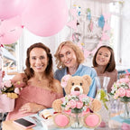 6 Set Teddy Bear Baby Shower Centerpieces with Mason Jar, Pink - Image 5
