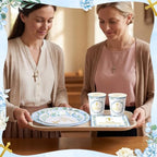Pickmesh 250 Pcs Blue First Holy Communion Disposable Tableware Set God Bless Baptism Disposable Paper Plates Napkins and Cups for Boys Christening Celebration Baby Shower Religious Supplies Serve 50 - Image 6