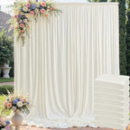 40ft x 10ft Wrinkle Free Ivory Backdrop Curtain for Parties, 8 Panels 5x10ft Silky Polyester Ivory Wedding Backdrop Drapes Photo Back Drop Cloth for Birthday Baby Shower Photography Background by ENJOYYOURPARTY