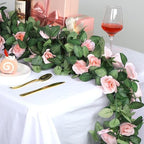 Aneco 8 Pack 64 FT Pink Flower Artificial Rose Vines Roses Fake Vine Flowers Plants Party Supplies for Holiday Wedding Garden Craft Art Decoration - Image 4