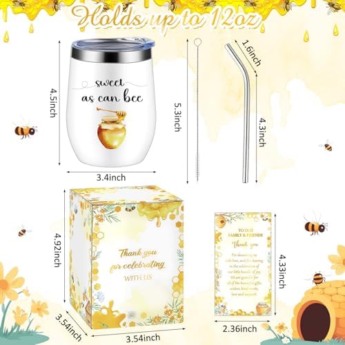 Hoolerry 6 Set Baby Shower Cups, 12oz Stainless Steel Tumbler, Bee Honey - Image 2