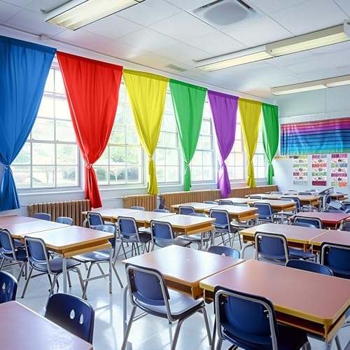 JCJ Rainbow Backdrop Curtains 5 Panels Rainbow Backdrop for Birthday Party Decorations Colorful Curtains for Girls Bedroom Classroom 10 * 7FT - Image 6