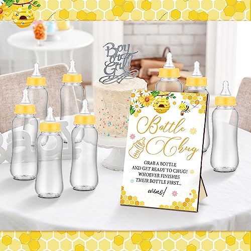 Trelaco 12 Pcs Honeycomb Baby Shower Games Bottle Chug Bee Wooden Sign Set - Image 6