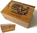 Personalized American Flag Gift Box, Engraved Memory Box Acacia Wood by TopObsession
