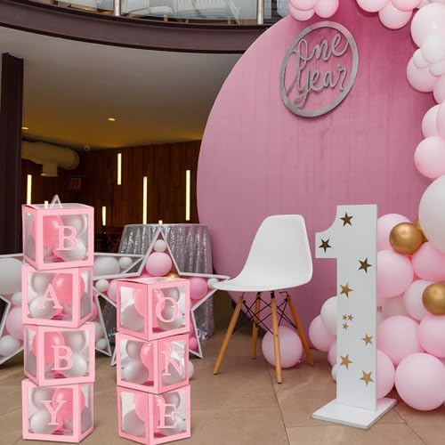 Thyle 12 Pcs Baby Balloon Boxes with 99 Letters for Baby Shower, Pink - Image 5