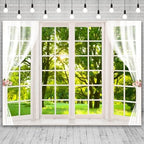 12x6ft Spring Backdrop Window Scenery Green Forest Photography Background Jungle Trees Sunshine Nature Landscape Wedding Banner Decorations Girl Woman Birthday Portrait Photo Booth Prop - Image 3