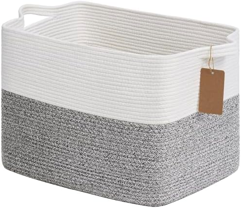Goodpick 50L Large Woven Rope Storage Basket with Handles, Light Gray by Goodpick